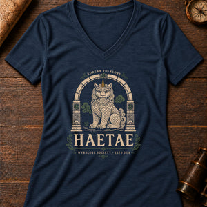 Haetae Gate Women's V-Neck Tee — heather navy