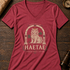 Haetae Gate Women's V-Neck Tee — heather red