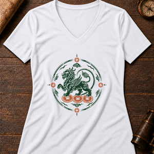 Pixiu Keeper Women's V-Neck Tee — solid white blend