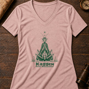 Kaggen the Mantis Women's V-Neck Tee — heather peach