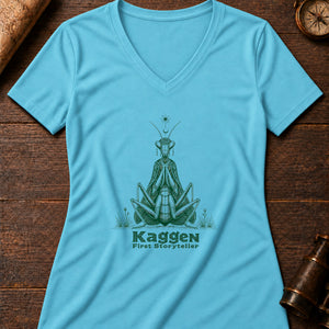 Kaggen the Mantis Women's V-Neck Tee — turquoise