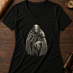 Finfolk Sorcerer Women's V-Neck Tee — solid black blend