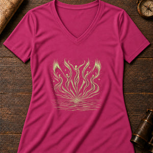 The Merry Dancers Women's V-Neck Tee — berry
