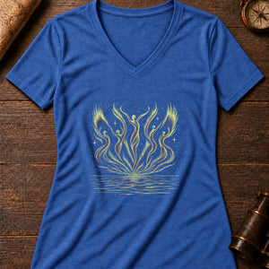 The Merry Dancers Women's V-Neck Tee — heather true royal