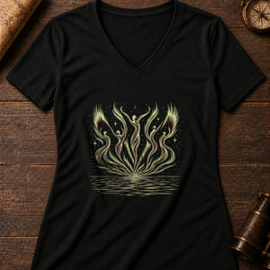 The Merry Dancers Women's V-Neck Tee — solid black blend