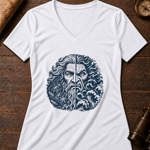 The Two Buccas Women's V-Neck Tee — solid white blend