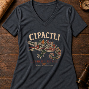 Cipactli earth-maw Women's V-Neck Tee — dark grey heather
