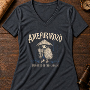 Amefurikozō Rain Women's V-Neck Tee — dark grey heather