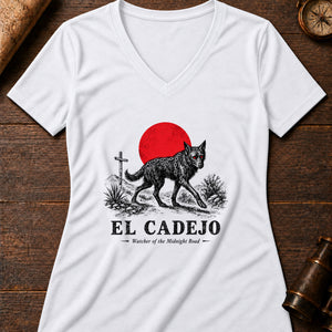 El Cadejo's Watch Women's V-Neck Tee — solid white blend