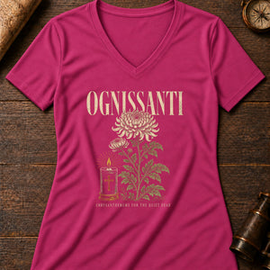 Ognissanti Blooms Women's V-Neck Tee — berry