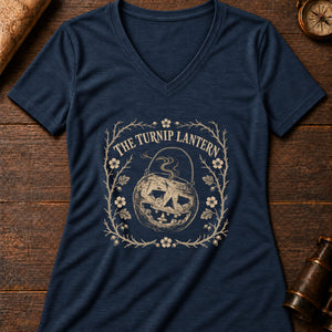 Guising Turnip Lantern Women's V-Neck Tee — heather navy