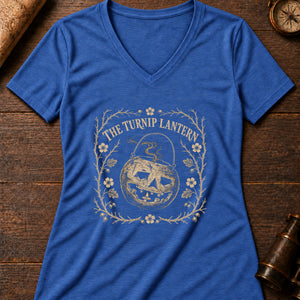 Guising Turnip Lantern Women's V-Neck Tee — heather true royal