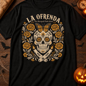 Cempasúchil Marigold Skull — black