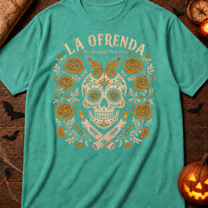 Cempasúchil Marigold Skull — seafoam