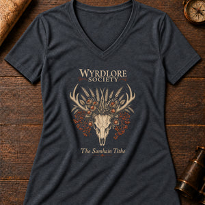 Samhain bone harvest Women's V-Neck Tee — dark grey heather