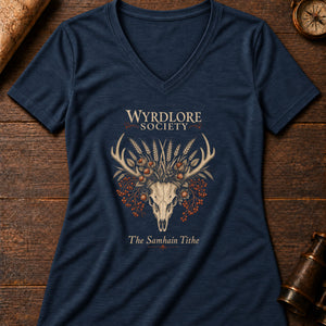 Samhain bone harvest Women's V-Neck Tee — heather navy