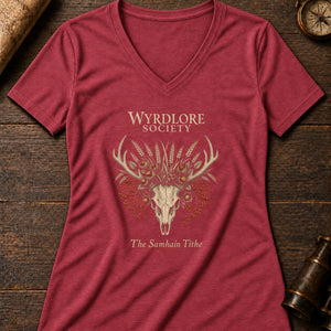 Samhain bone harvest Women's V-Neck Tee — heather red