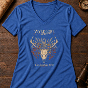 Samhain bone harvest Women's V-Neck Tee — heather true royal