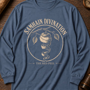 Samhain Apple Divination Long Sleeve Shirt — Blue Jean