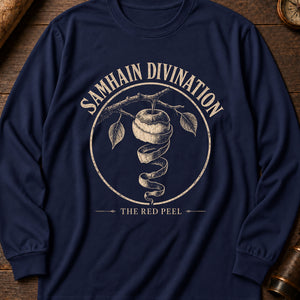 Samhain Apple Divination Long Sleeve Shirt — True Navy