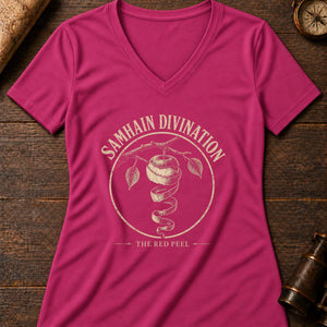 Samhain Apple Divination Women's V-Neck Tee — berry