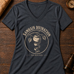 Samhain Apple Divination Women's V-Neck Tee — dark grey heather