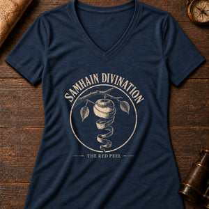 Samhain Apple Divination Women's V-Neck Tee — heather navy
