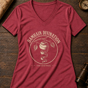 Samhain Apple Divination Women's V-Neck Tee — heather red