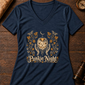 Punkie Night Lantern Women's V-Neck Tee — heather navy