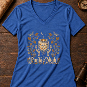 Punkie Night Lantern Women's V-Neck Tee — heather true royal