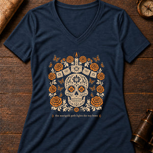 Marigold Path of Souls Women's V-Neck Tee — heather navy