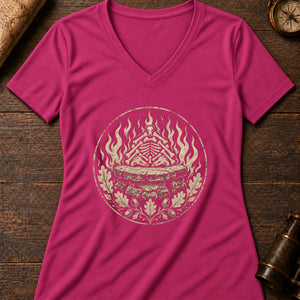 Samhain Bone Fire Women's V-Neck Tee — berry
