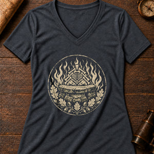 Samhain Bone Fire Women's V-Neck Tee — dark grey heather