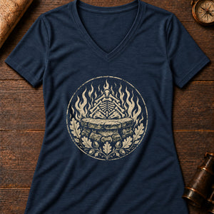 Samhain Bone Fire Women's V-Neck Tee — heather navy