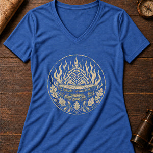 Samhain Bone Fire Women's V-Neck Tee — heather true royal