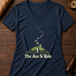 Opened Sídhe Mound Women's V-Neck Tee — heather navy