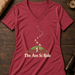 Opened Sídhe Mound Women's V-Neck Tee — heather red