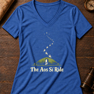 Opened Sídhe Mound Women's V-Neck Tee — heather true royal