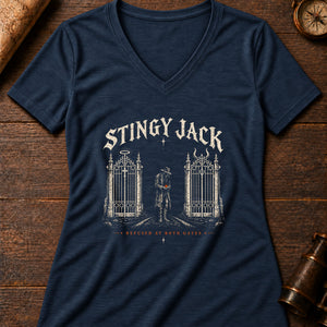 Stingy Jack's Ember Women's V-Neck Tee — heather navy
