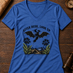 Manananggal Dusk Women's V-Neck Tee — heather true royal