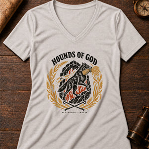 Hounds of God Women's V-Neck Tee — heather dust