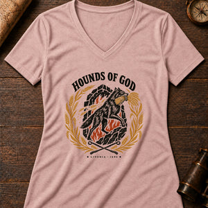 Hounds of God Women's V-Neck Tee — heather peach