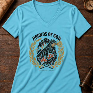 Hounds of God Women's V-Neck Tee — turquoise