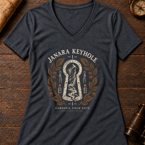 Janara Keyhole Women's V-Neck Tee — dark grey heather
