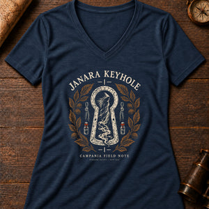 Janara Keyhole Women's V-Neck Tee — heather navy