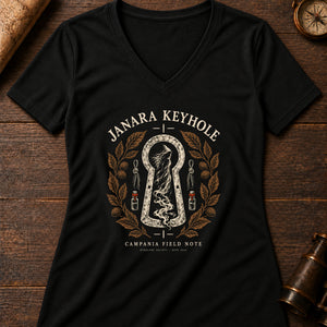 Janara Keyhole Women's V-Neck Tee — solid black blend